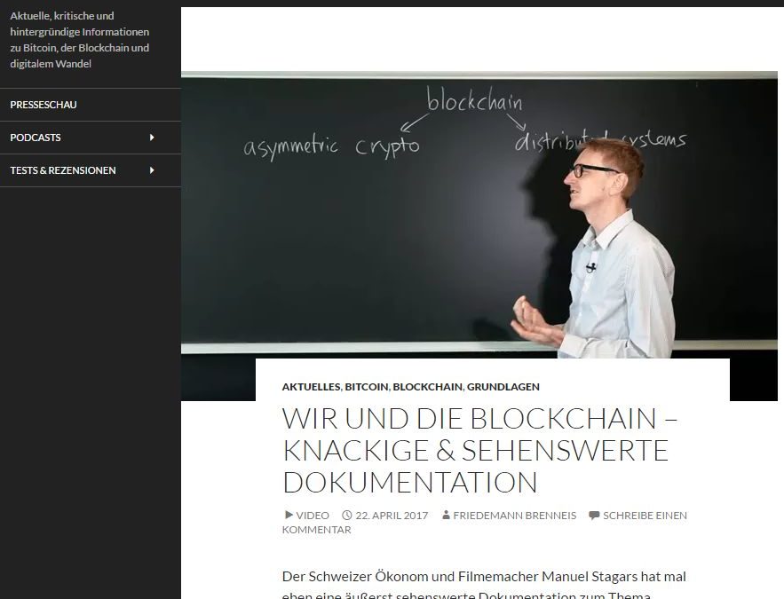 Wir und die Blockchain: Knackige & sehenswerte Dokumentation, Coinspondent, 22 April 2017